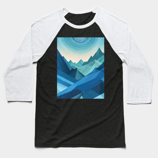 Bright Colorful turquoise mountains geometric abstract pattern Baseball T-Shirt by TomFrontierArt